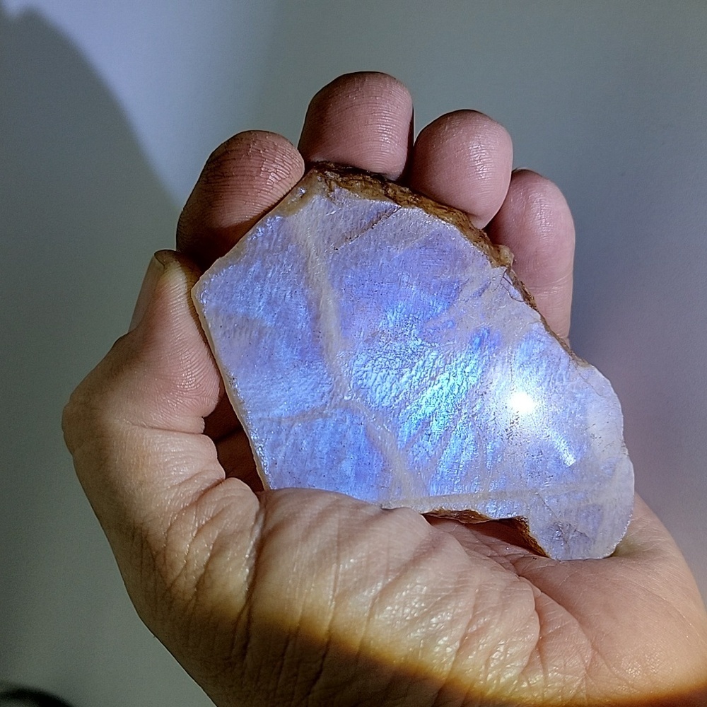80G Natural Gems Flashy Rainbow Moonstone Sunstone Crystal Slab Energy Healing